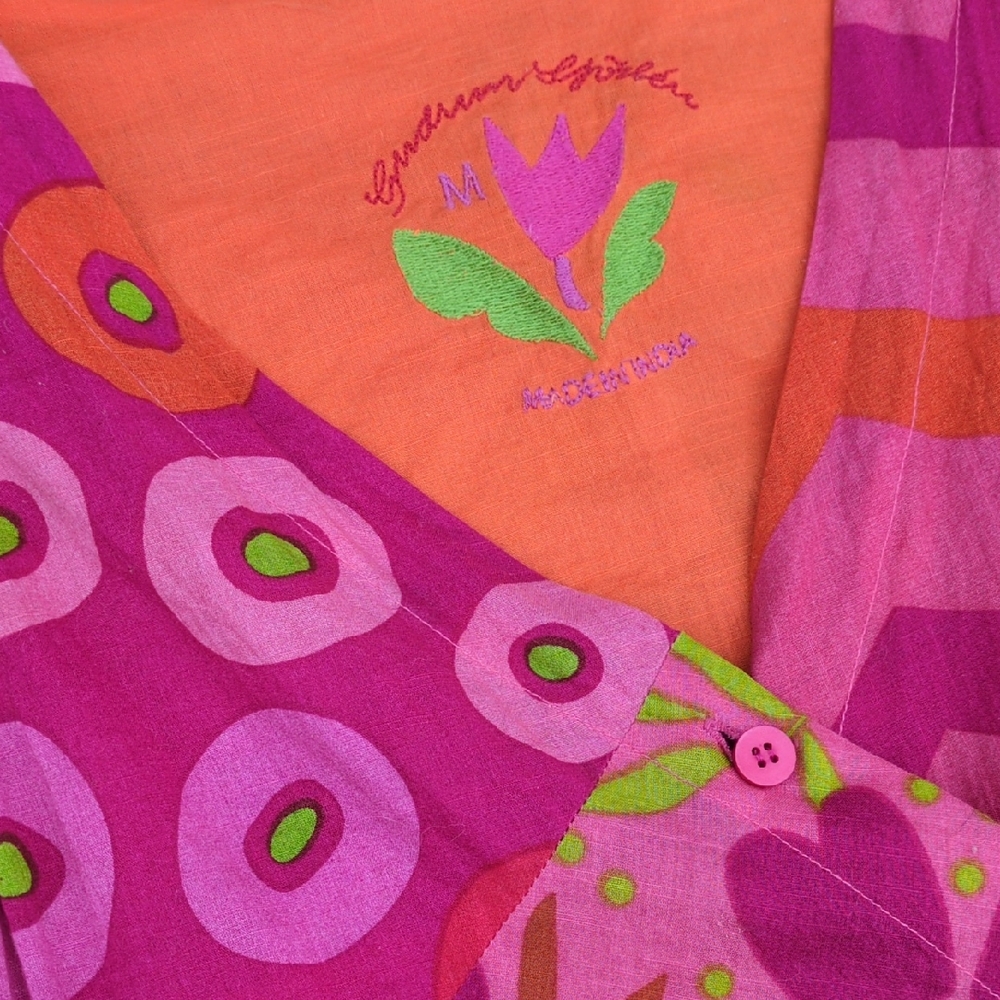 Gudrun Sjoden Pink and Orange Midi Dress